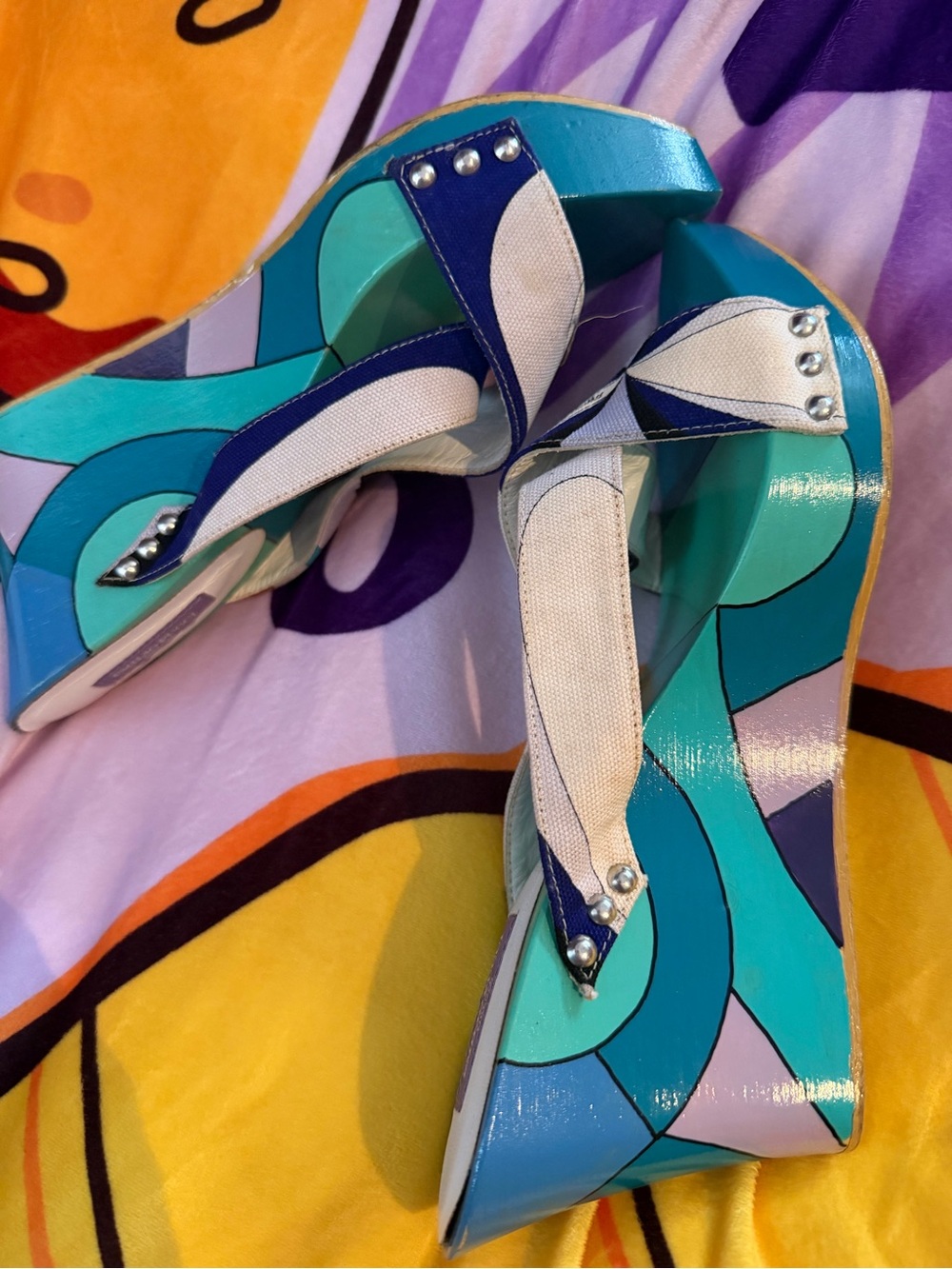Emilio Pucci Multicolored Platform Wedges - Picture 5 of 8